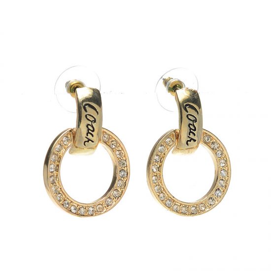 Coach Diamond Circle Stud Gold Earrings AKA